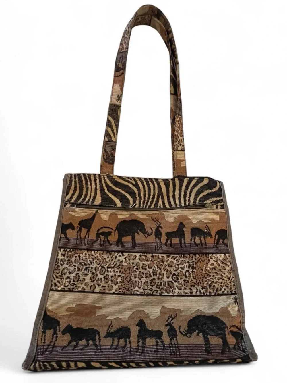 Jade Safari-Print Tote in Brown and Black